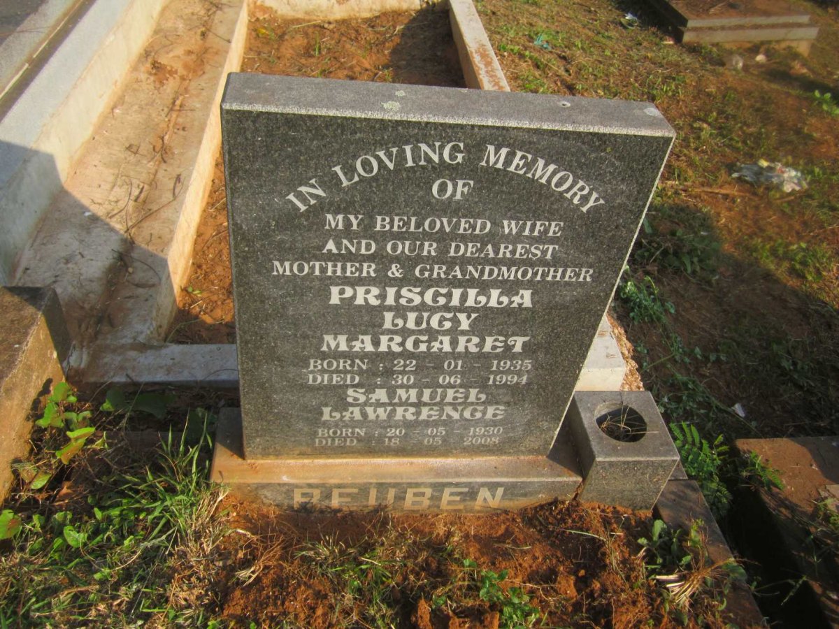 REUBEN Samuel Lawrence 1930-2008 &amp; Priscilla Lucy Margaret 1935-1994
