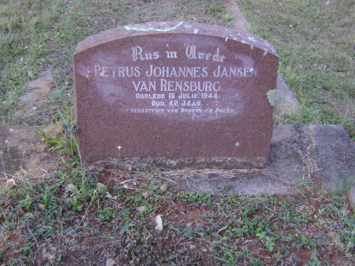 RENSBURG Petrus Johannes, Jansen van -1944