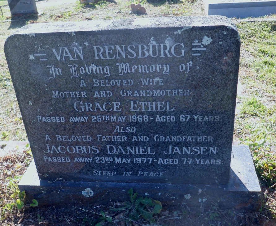 RENSBURG Jacobus Daniel Jansen, van -1977 &amp; Grace Ethel -1968