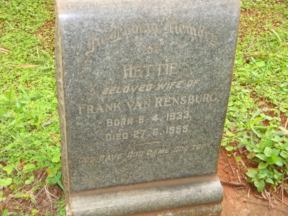 RENSBURG Hettie, van 1933-1955