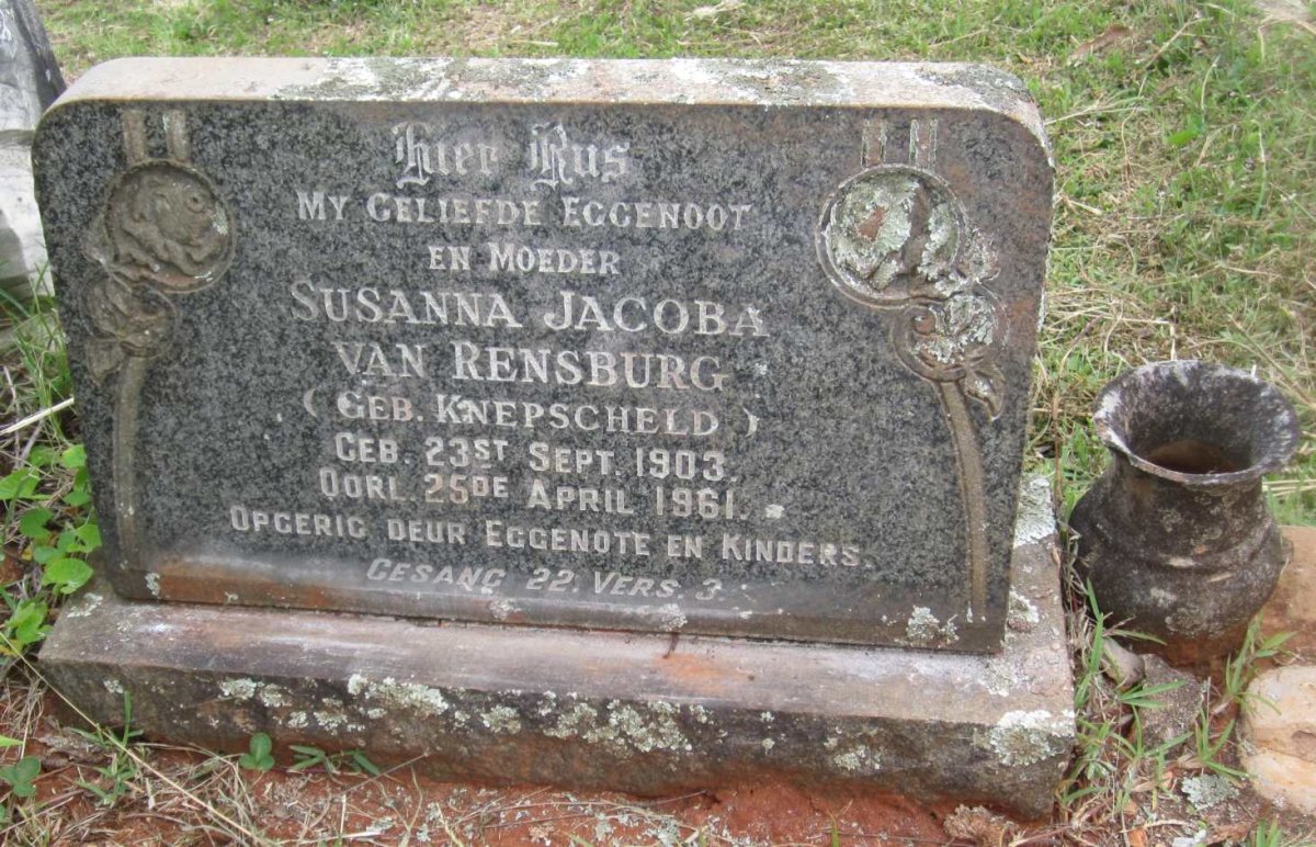 RENSBURG Susanna Jacoba, van nee KNEPSCHELD 1903-1961