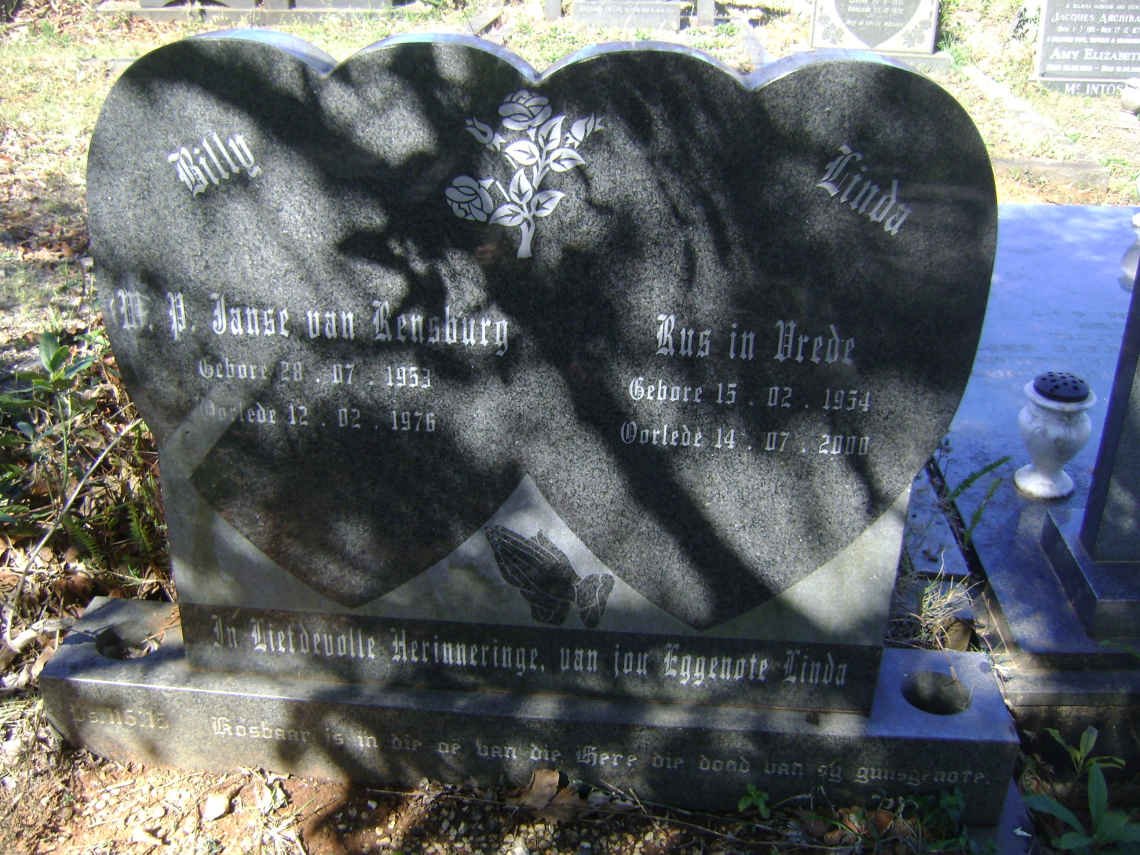 RENSBURG W.P., Janse van 1953-1976 &amp; Linda 1954-2000