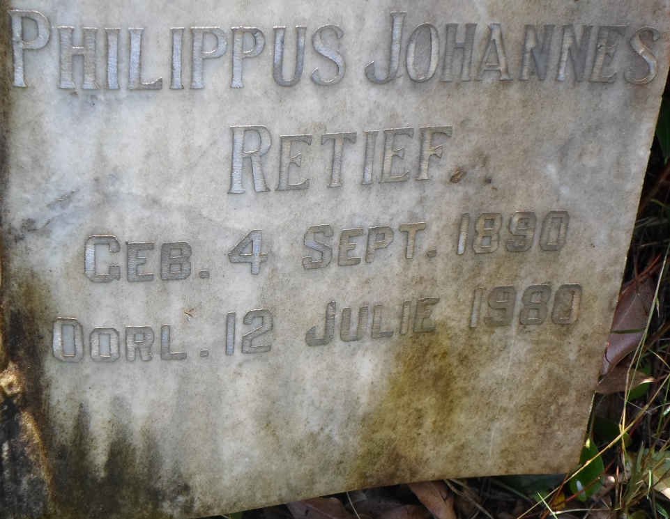 RETIEF Philippus Johannes 1890-1980