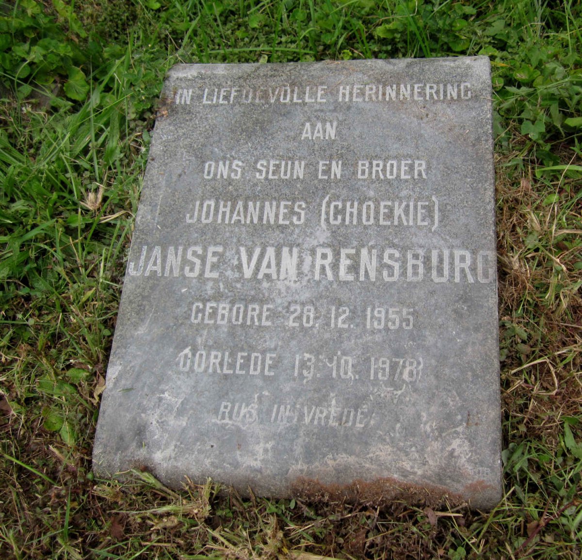 RENSBURG Johannes, Janse van 1955-1978