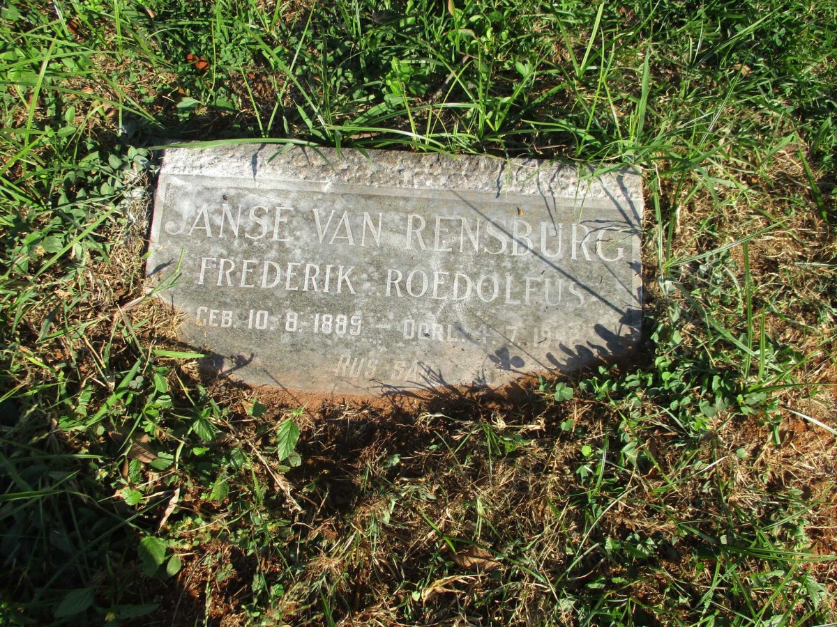 RENSBURG Frederik Roedolfus, Janse van 1889-1962