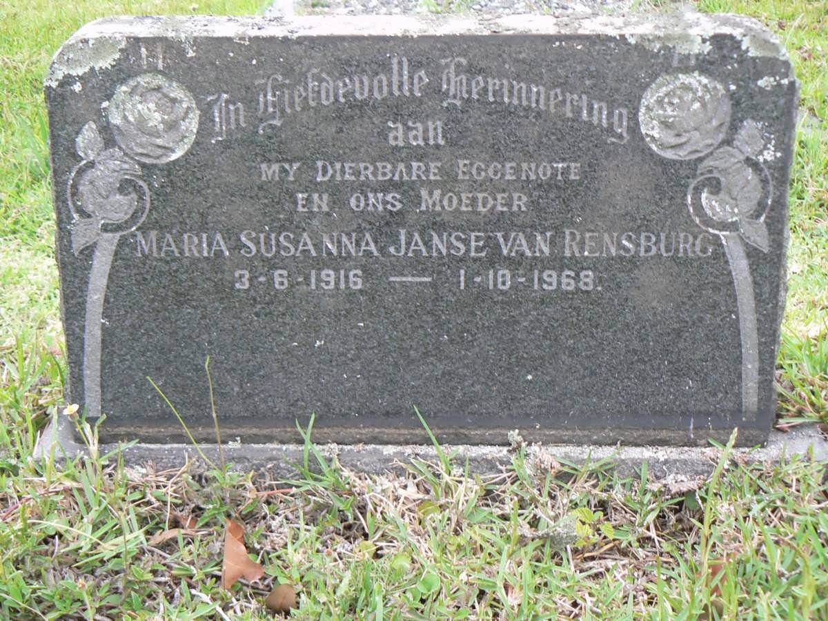 RENSBURG Maria Susanna, Janse van 1916-1968 