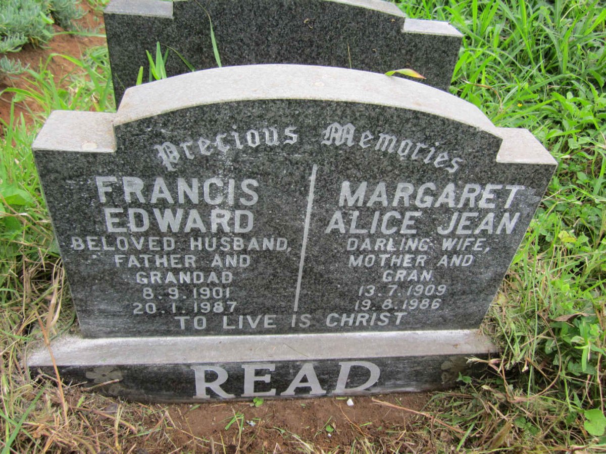 READ Francis Edward 1901-1987 &amp; Margaret Alice Jean 1909-1986