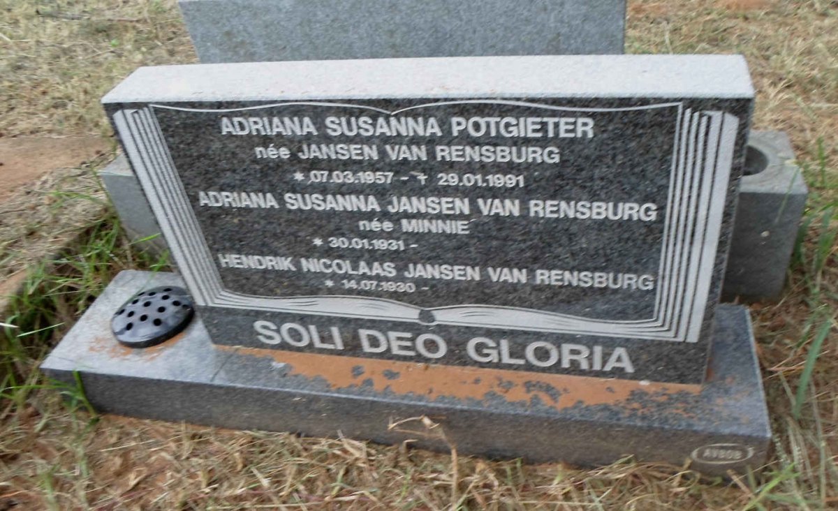 RENSBURG Hendrik Nicolaas, Jansen van 1930- &amp; Adriana Susanna MINNIE 1931-