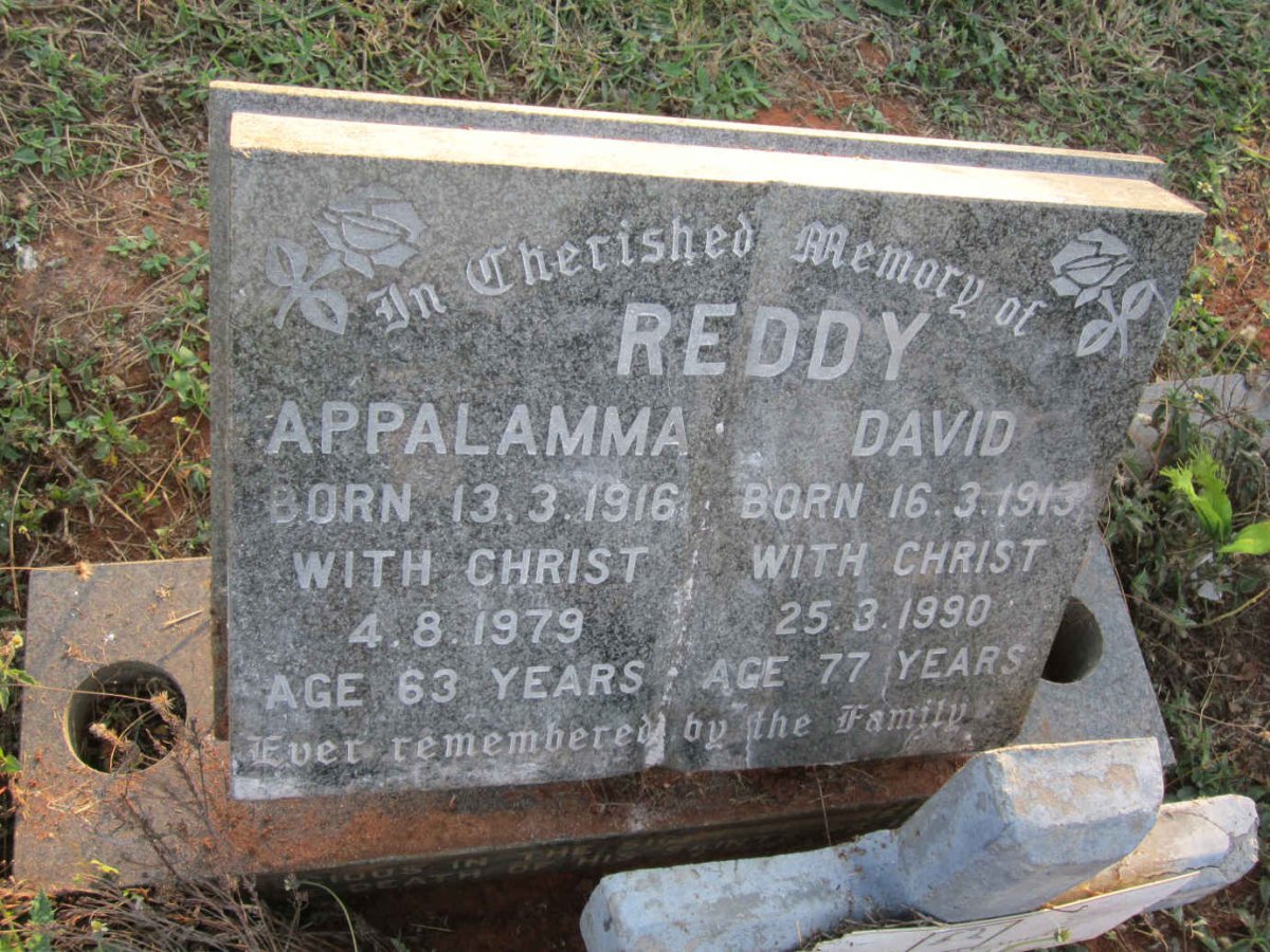 REDDY David 1913-1990 &amp; Appalamma 1916-1979
