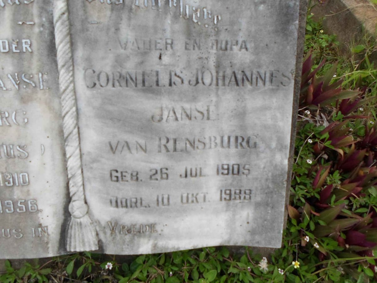 RENSBURG Cornelis Johannes, Janse van 1905-1989