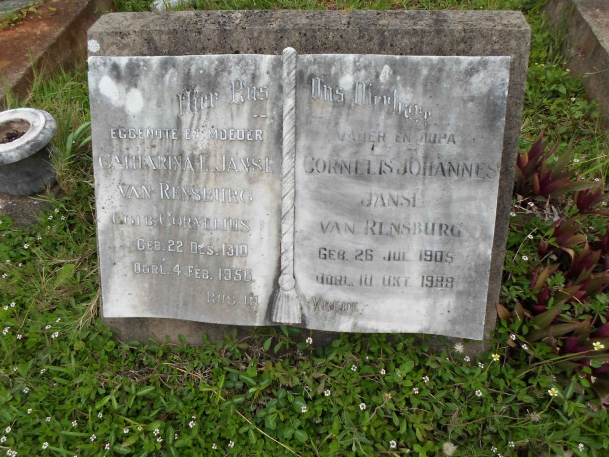RENSBURG Cornelis Johannes, Janse van 1905-1989 &amp; Catharina E. CORNELIUS 1910-1956