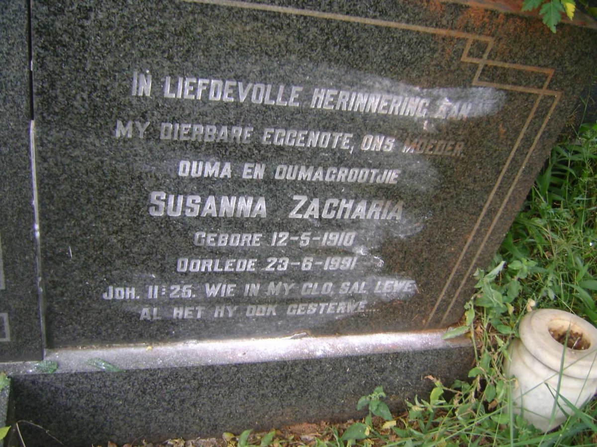 RENSBURG Susanna Zacharia, Janse van 1910-1991