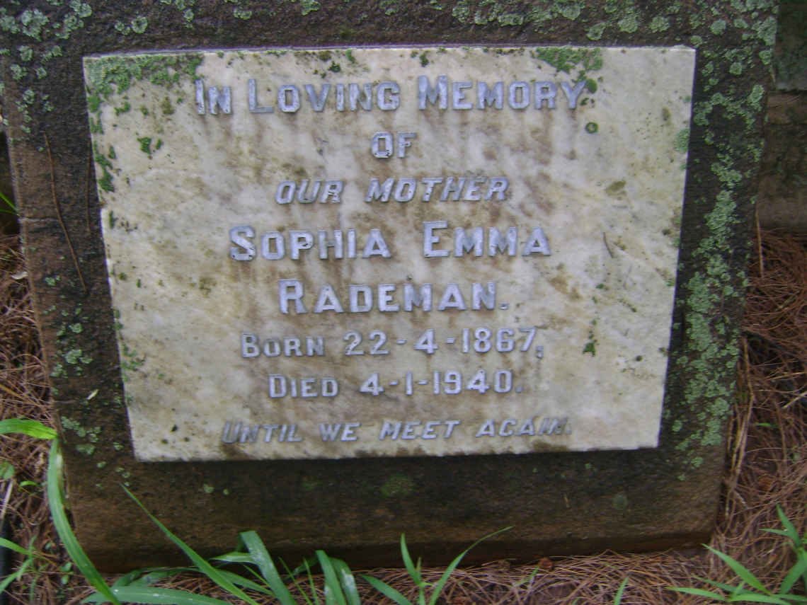 RADEMAN Sophia Emma 1867-1940
