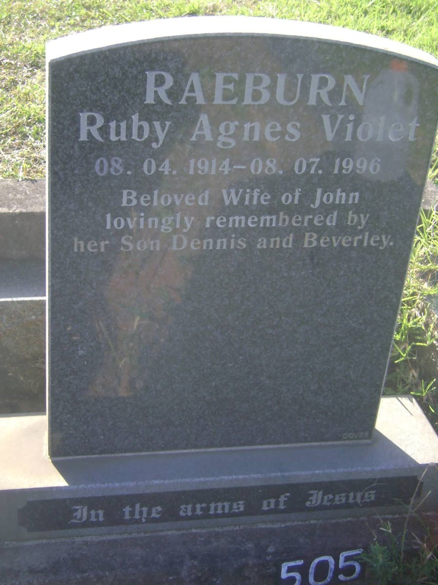 RAEBURN Ruby Agnes Violet 1914-1996