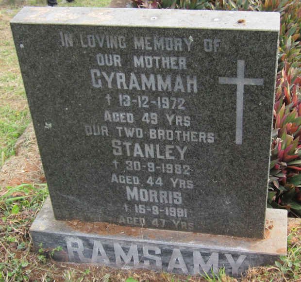 RAMSAMY Gyrammah -1972 :: RAMSAMY Stanley -1982 :: RAMSAMY Morris -1991