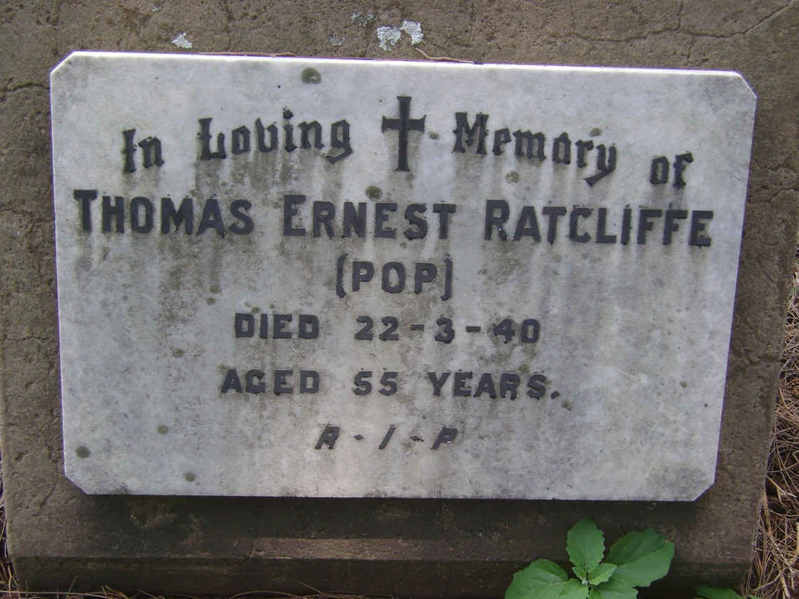 RATCLIFFE Thomas Ernest -1940