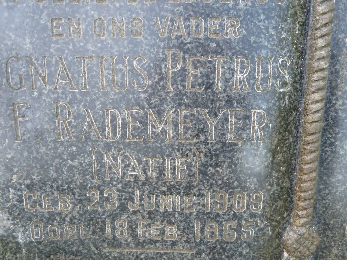 RADEMEYER Ignatius Petrus F. 1909-1965 &amp; Maria Magdalena 1913-1982