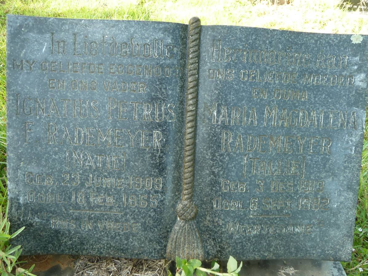 RADEMEYER Ignatius Petrus F. 1909-1965 &amp; Maria Magdalena 1913-1982