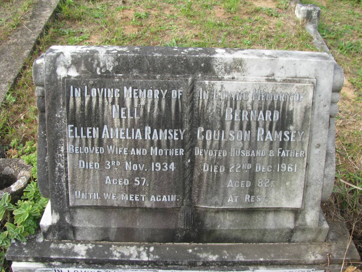 RAMSEY Bernard Coulson -1961 &amp; Dora Maria -1977  RAMSEY Nell Ellen Amelia -1934