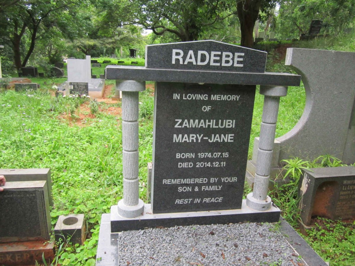 RADEBE Zamahlubi Mary-Jane 1974-2014