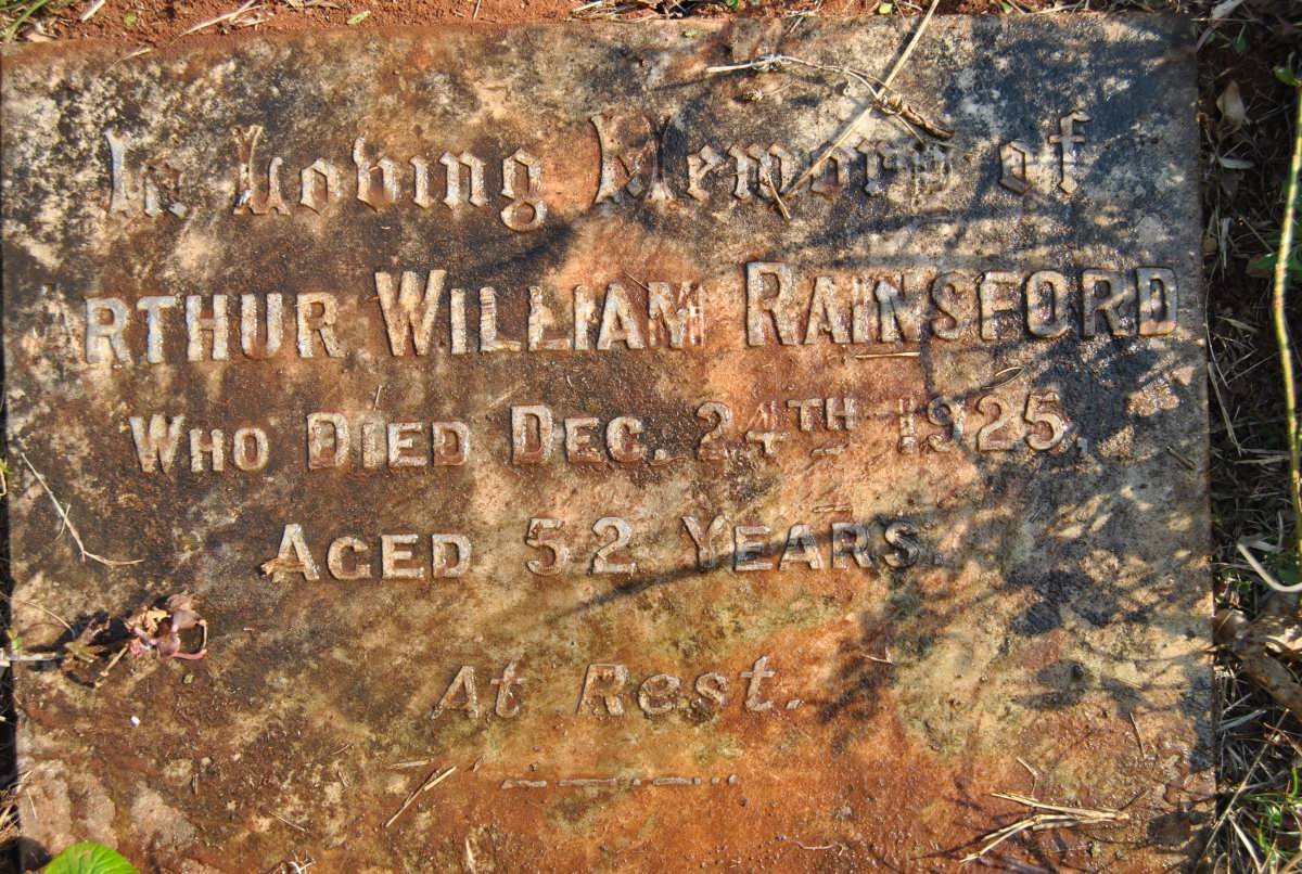 RAINSFORD Arthur William -1925