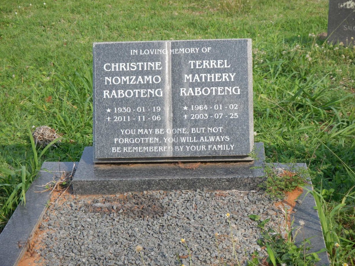 RABOTENG Christine Nomzamo 1930-2011 :: RABOTENG Terrel Mathery 1964-2003