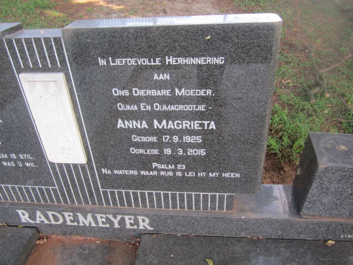 RADEMEYER Anna Magrieta 1925-2015