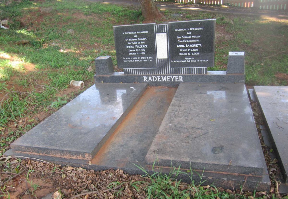 RADEMEYER George Frederick 1925-1974 &amp; Anna Magrieta 1925-2015