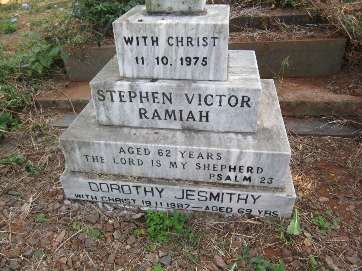 RAMIAH Stephen Victor -1975 :: JESMITHY Dorothy -1987