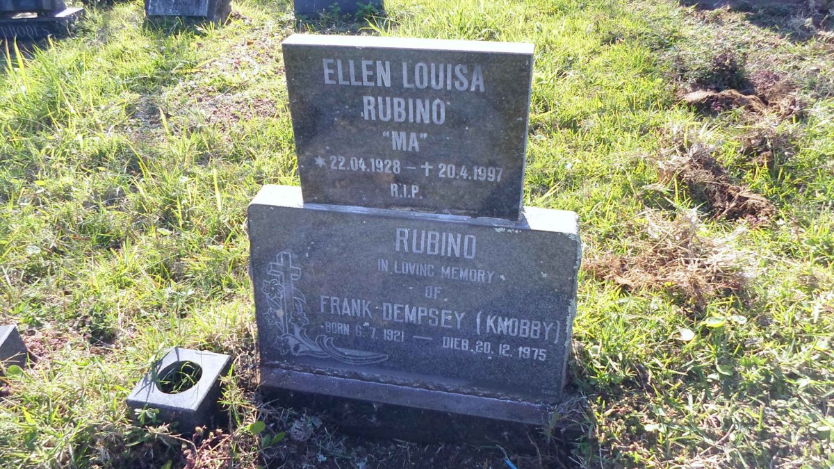 RUBINO Frank Dempsey 1921-1975 &amp; Ellen Louisa 1928-1997