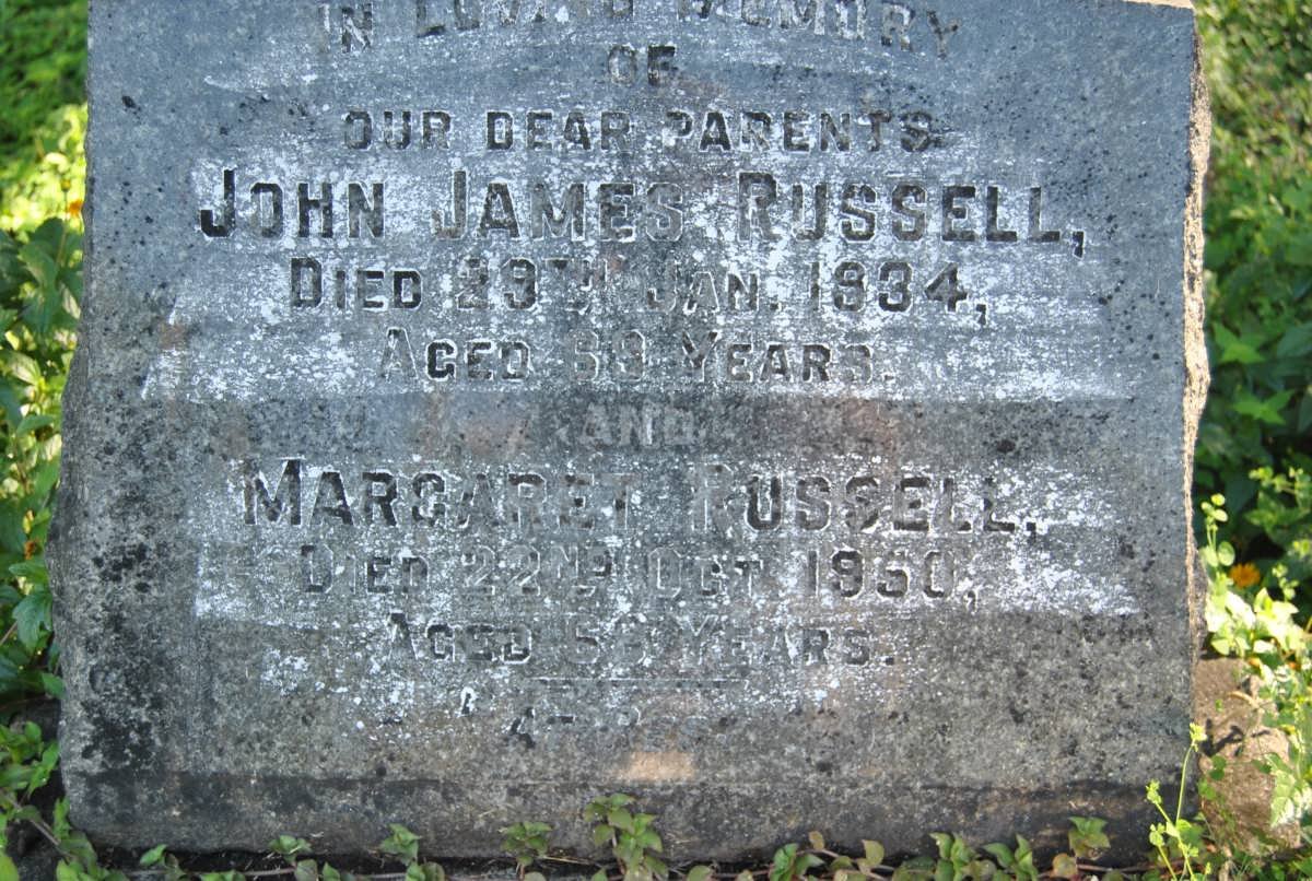 RUSSELL John James -1934 &amp; Margaret -1950