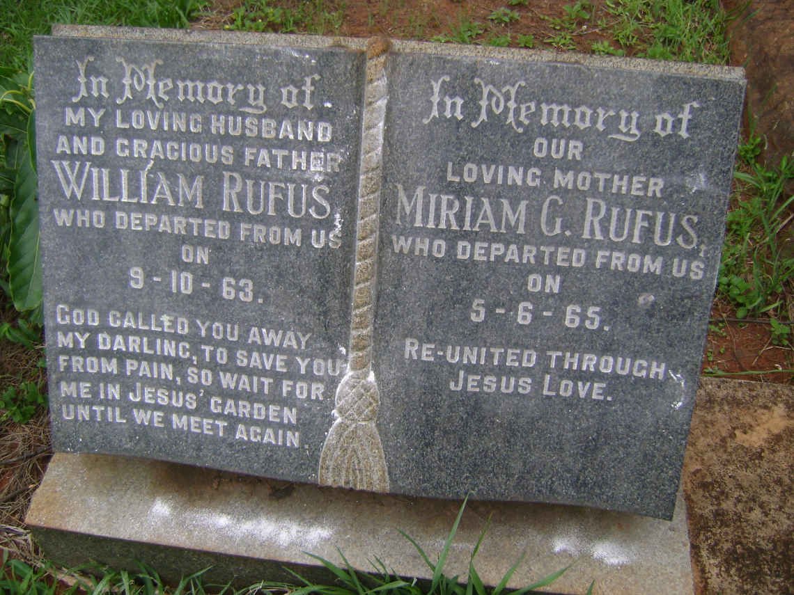 RUFUS William -1963 &amp; Miriam G. -1965