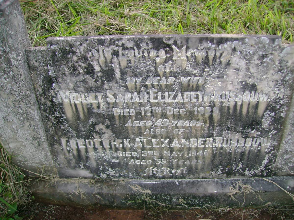 RUSSOUW Frederick Alexander -1946 &amp; Violet Sarah Elizabeth -1929