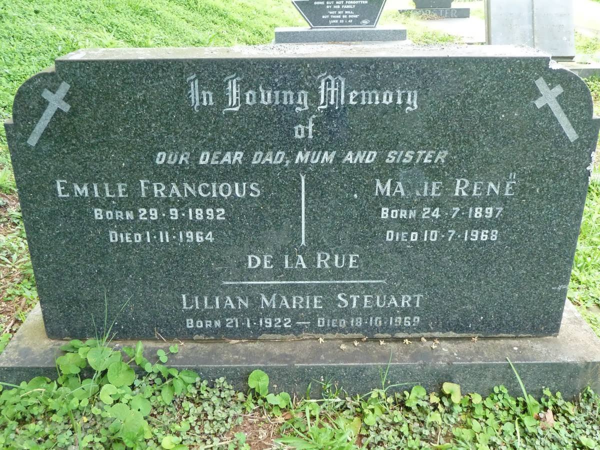 RUE Emile Francious, De La 1892-1964 &amp; Marie Rene 1897-1968 :: STEUART Lilian Marie 1922-1969