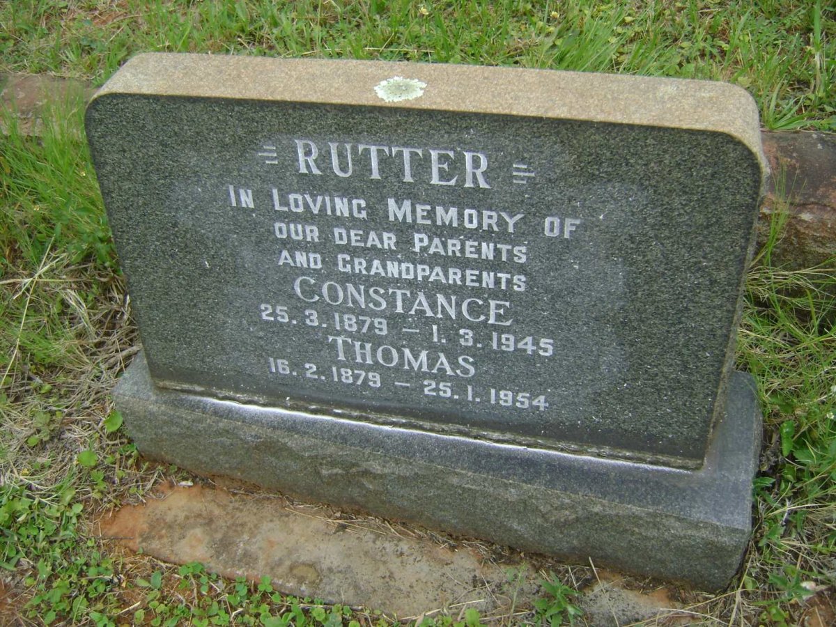 RUTTER Thomas 1879-1954 &amp; Constance 1879-1945