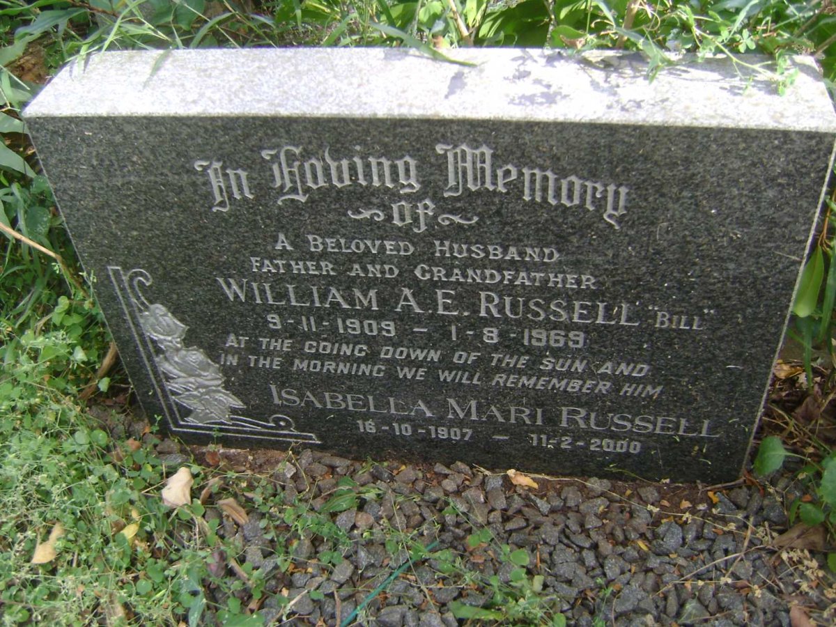 RUSSELL William A.E. 1909-1969 &amp; Isabella Mari 1907-2000