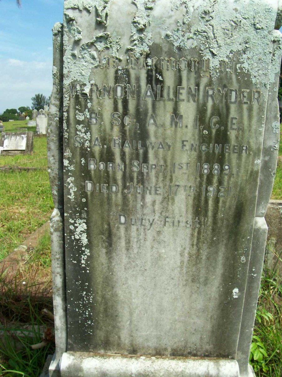 RYDER Vernon Allen 1889-1921