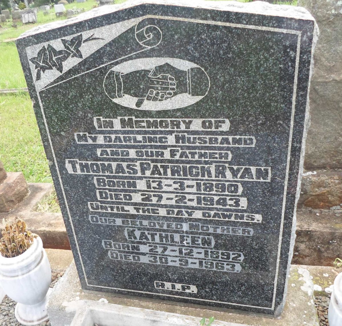 RYAN Thomas Patrick 1890-1943 &amp; Kathleen 1892-1963