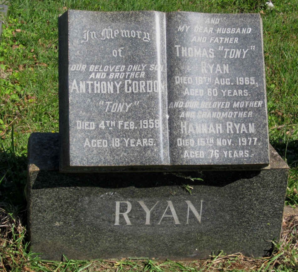 RYAN Thomas -1965 &amp; Hannah -1977 :: RYAN Anthony Gordon -1958