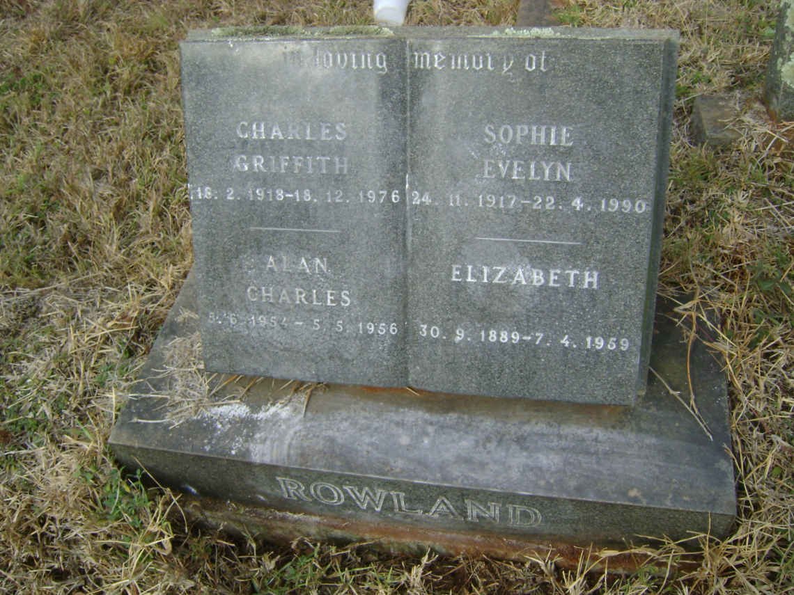 ROWLAND Charles Griffith 1918-1976 &amp; Sophia Evelyn 1970-1990 :: ROWLAND Alan Charles 1954-1956