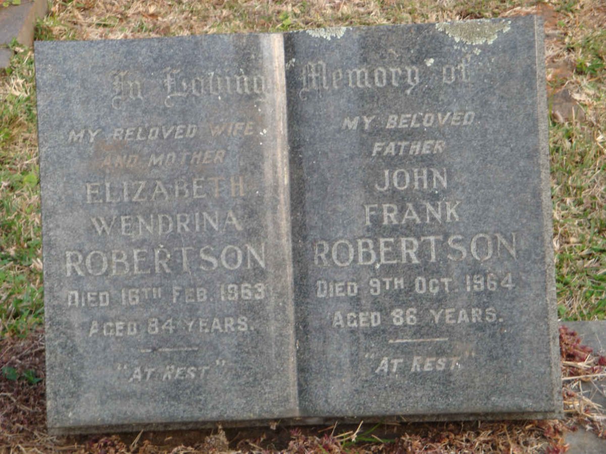 ROBERTSON John Frank -1964 &amp; Elizabeth Wendrina -1963