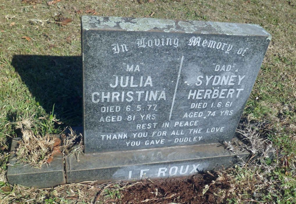 ROUX Sydney Herbert, le -1961 &amp; Julia Christina -1977