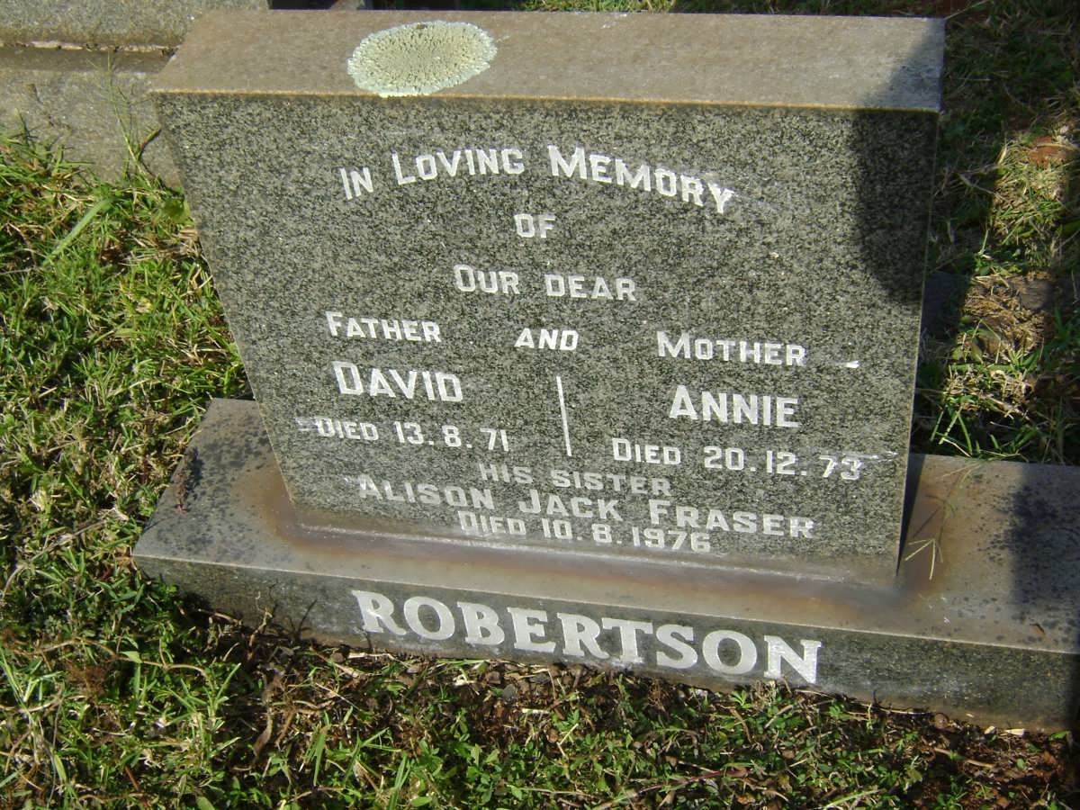 ROBERTSON David -1971 &amp; Annie -1973 :: FRASER Alison Jack -1976