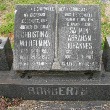 ROBBERTS Salmon Abraham Johannes 1913-1987 &amp; Christina Wilhelmina 1916-1977