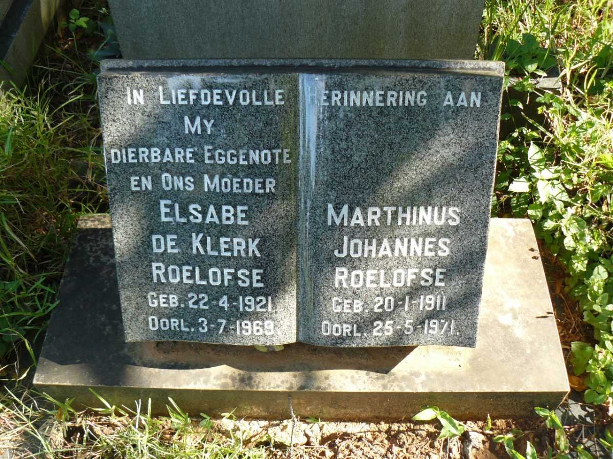 ROELOFSE Marthinus Johannes 1911-1971 &amp; Elsabe de Klerk 1921-1969