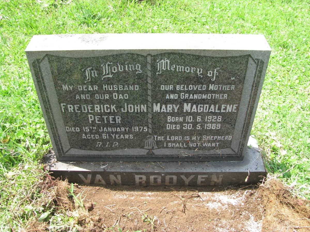 ROOYEN Frederick John Peter, van -1975 &amp; Mary Magdalene 1928-1989