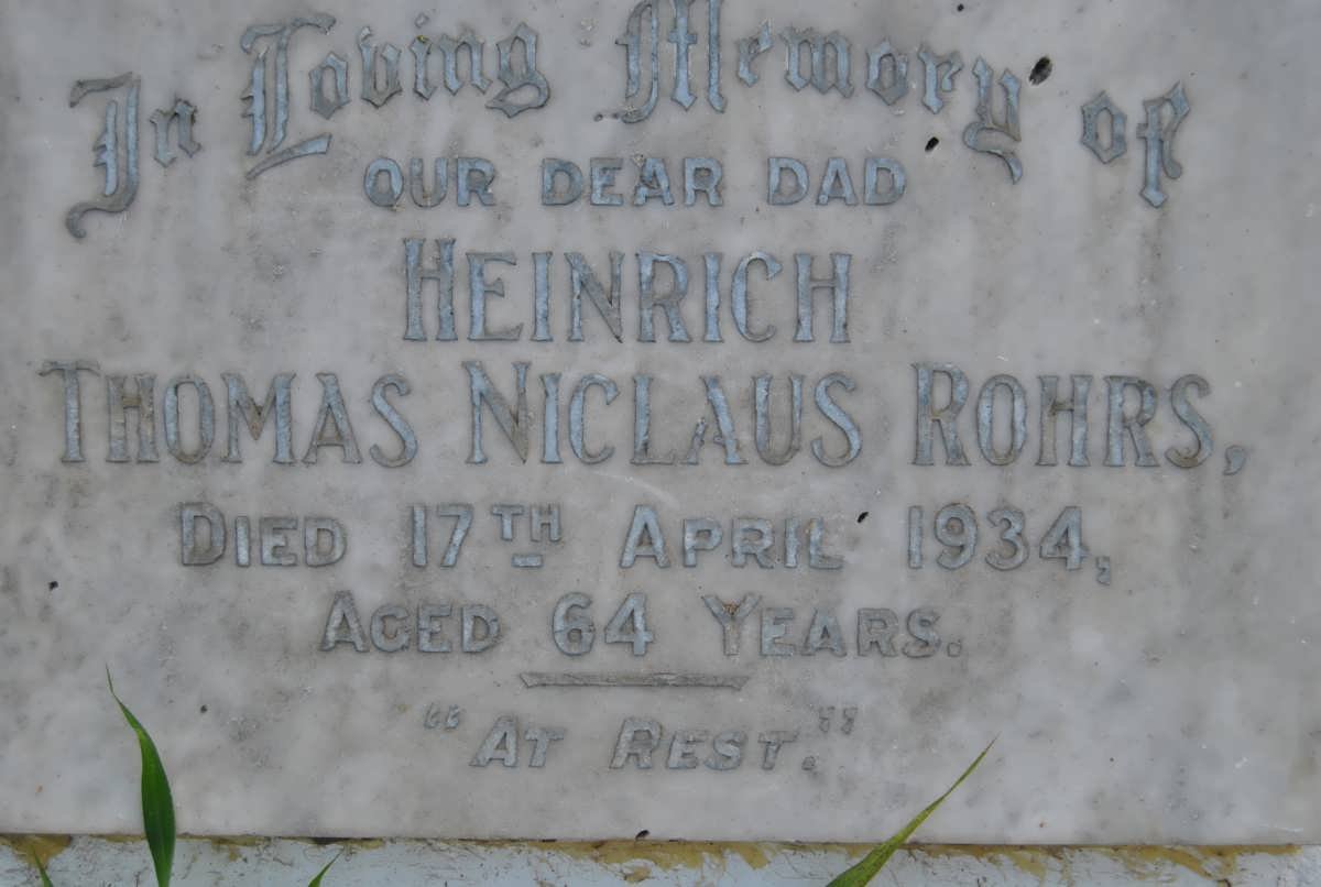 ROHRS Heinrich Thomas Niclaus -1934
