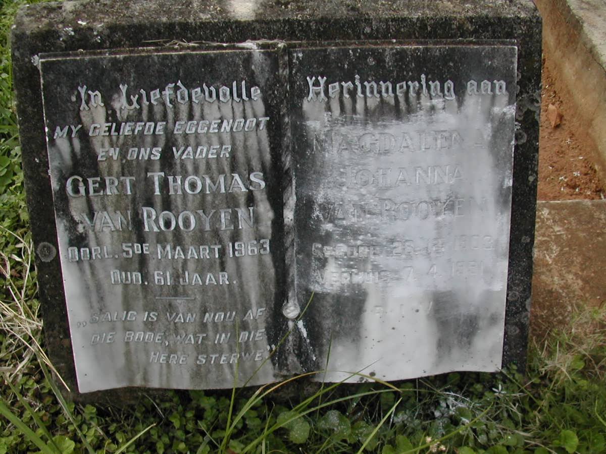 ROOYEN Gert Thomas, van -1963 &amp; Magalena Johanna 1903-1991