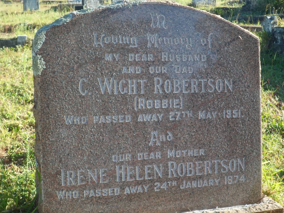 ROBERTSON C. Wight -1951 &amp; Irene Helen -1974