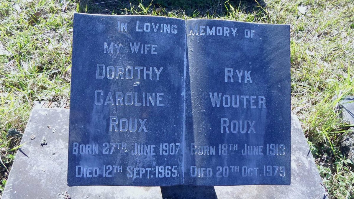 ROUX Ryk Wouter 1913-1979 &amp; Dorothy Caroline 1907-1965